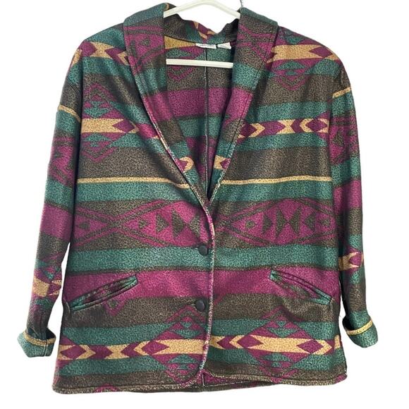 Vintage 90s Cabin Creek Aztec Southwesten Fleece Jacket Large - Picture 5 of 7